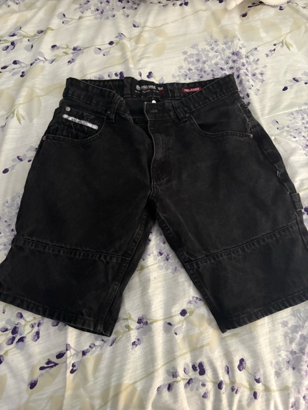 Ecko Unlimited Black Cargo Jeans Shorts